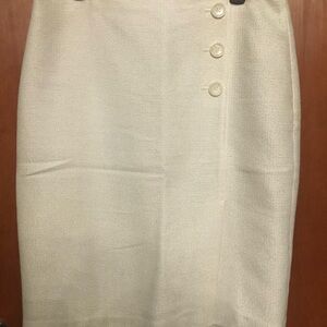 Ann Taylor Cream Pencil Skirt with Button Accents